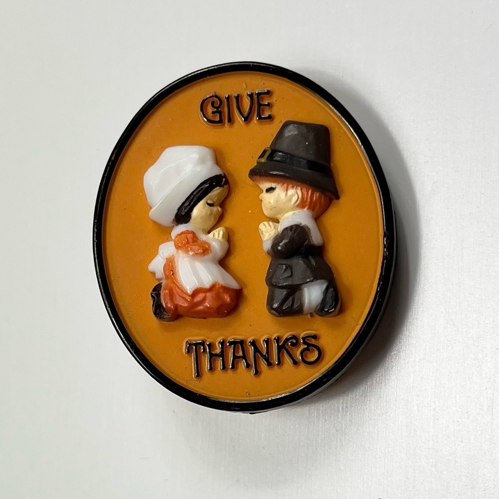 Give Thanks Vintage Thanksgiving Brooch Pin